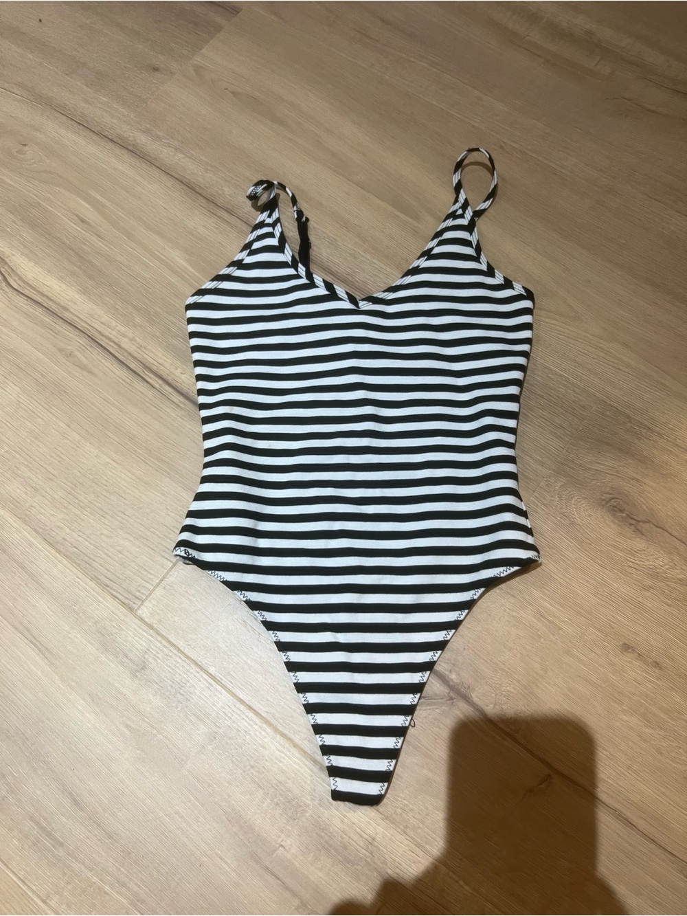Black & White Striped Kids One-Piece Swimsuit